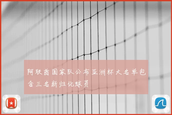 阿联酋国家队公布亚洲杯大名单包含三名新归化球员